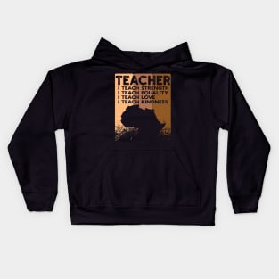 teacherBlack Women Teacher Afro Retro Black History Month Kids Hoodie